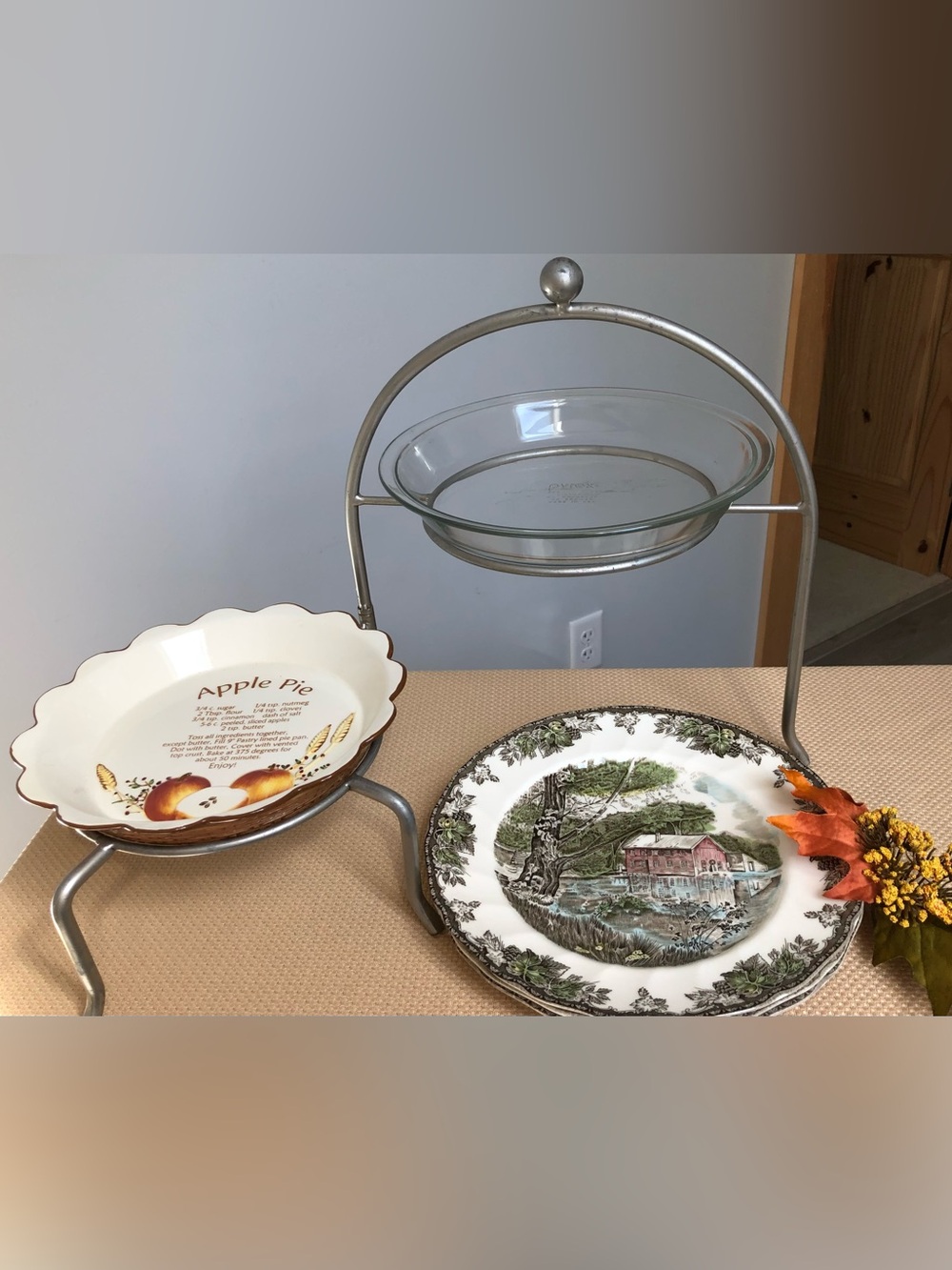 Two Tier Double Expandable Pie Plate Stand Rack - Picture 7 of 8